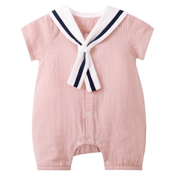 NWT Pureborn Muslin Cotton Baby Pink Sailor Outfit 3-6 MO - Picture 3 of 9